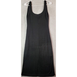 Don't Ask Why Dress Women One Size Black Ribbed Sleeveless Round Neck Lined Slit